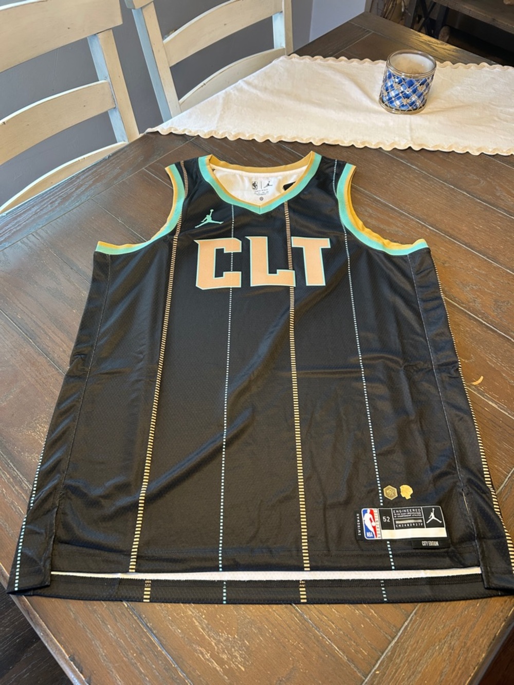 Jordan Black Basketball Jersey with Teal & Yellow Accents